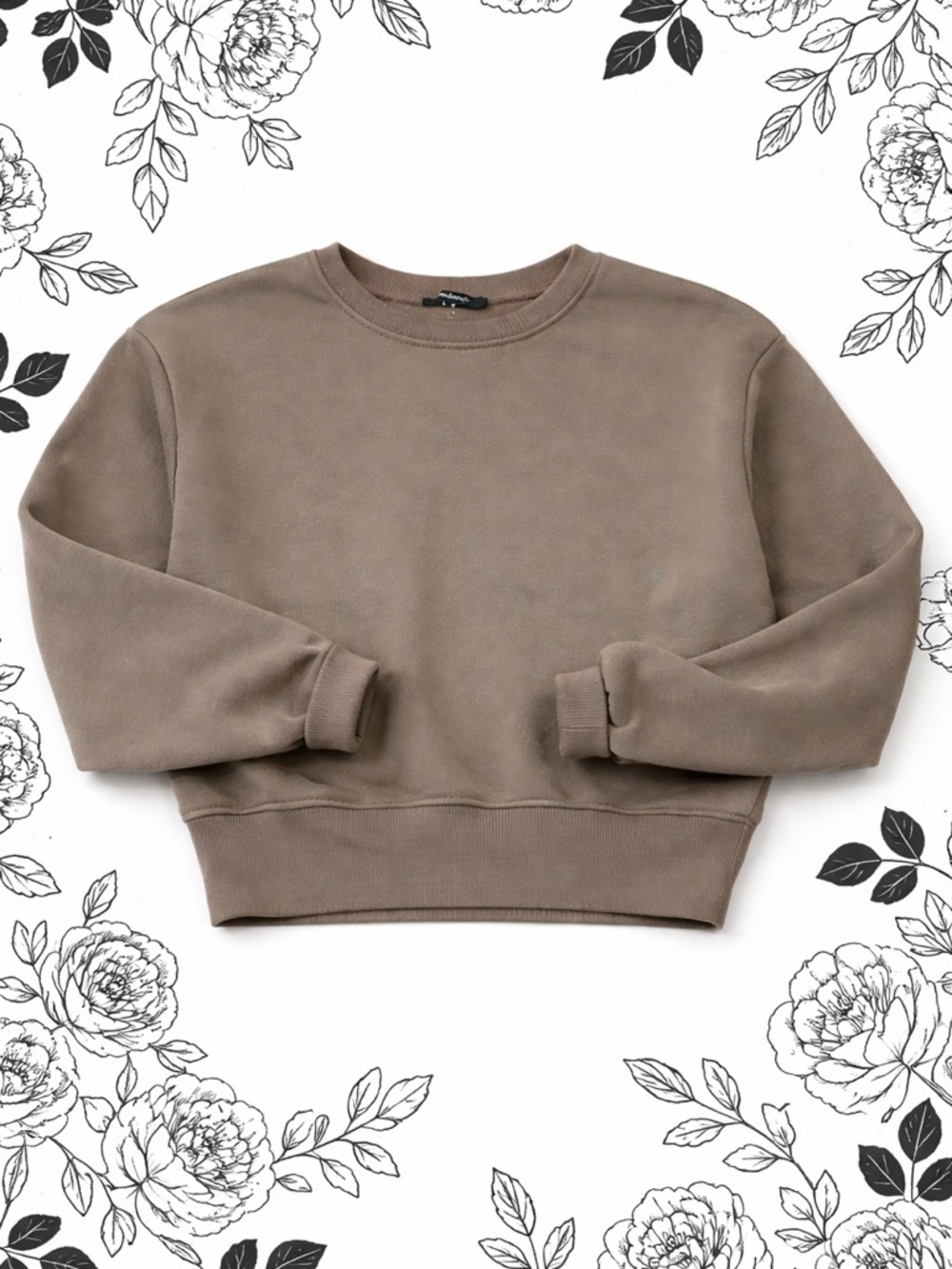 Cozy brown cropped Crewneck Sweatshirt - Women
